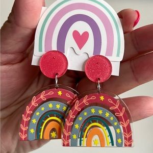 Rainbow acrylic earrings